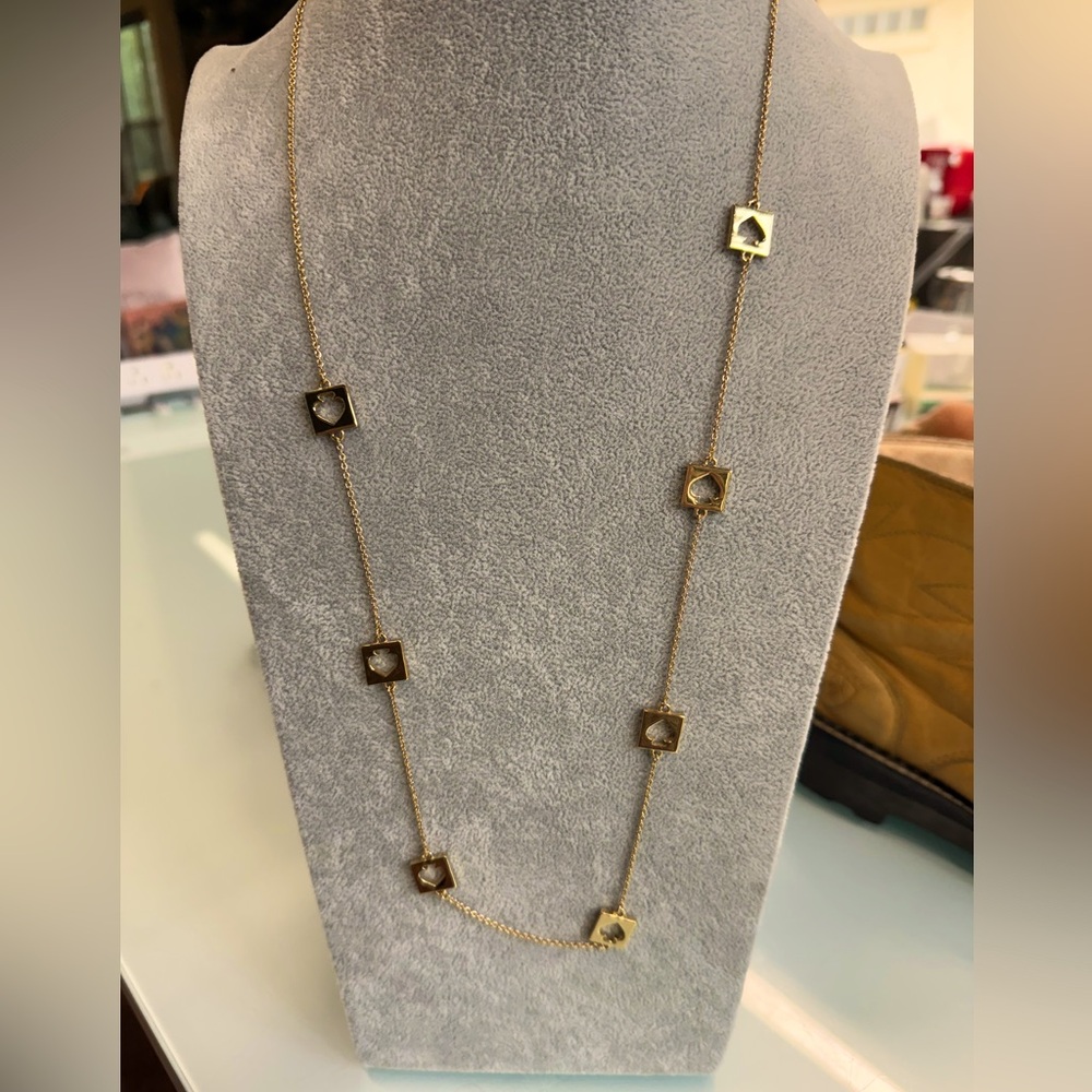 Gold Square Station Long Necklace - Women Jewelry